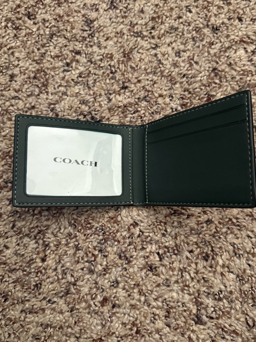 Men's Patterned Bi-Fold Wallet in Green and Brown COACH - Picture 5 of 6